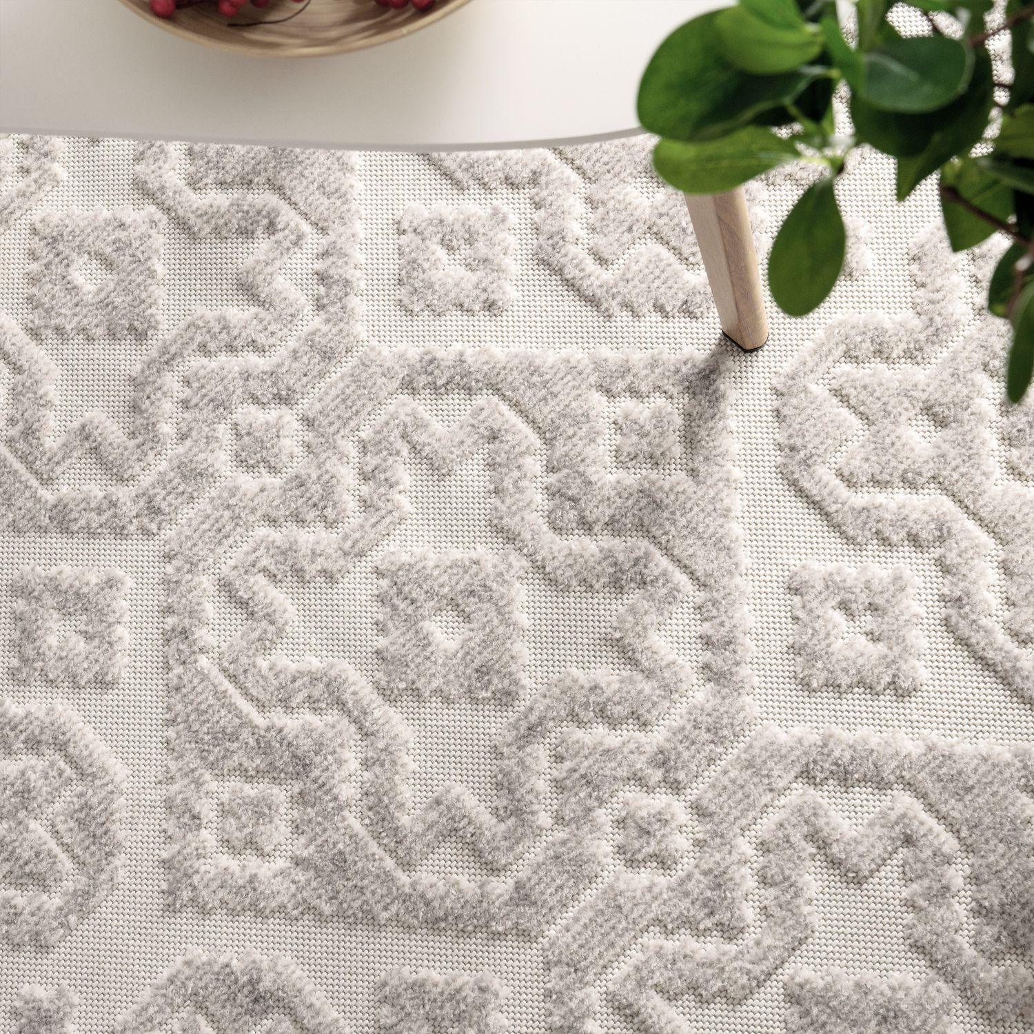 In- & Outdoor Rug Marrakesh High/Low Effect Trellis in Cream RugYourHome