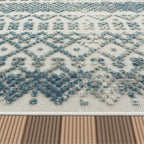 In- & Outdoor Rug Marrakesh High/Low Effect Trellis in Turquoise Cream RugYourHome