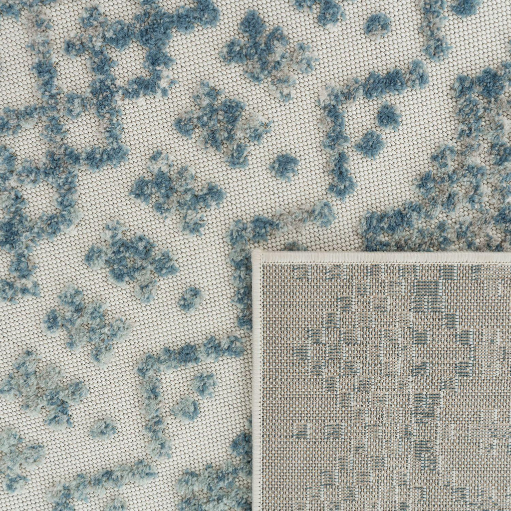 In- & Outdoor Rug Marrakesh High/Low Effect Trellis in Turquoise Cream RugYourHome