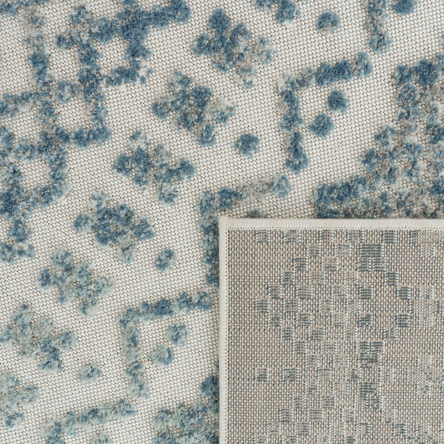 In- & Outdoor Rug Marrakesh High/Low Effect Trellis in Turquoise Cream RugYourHome