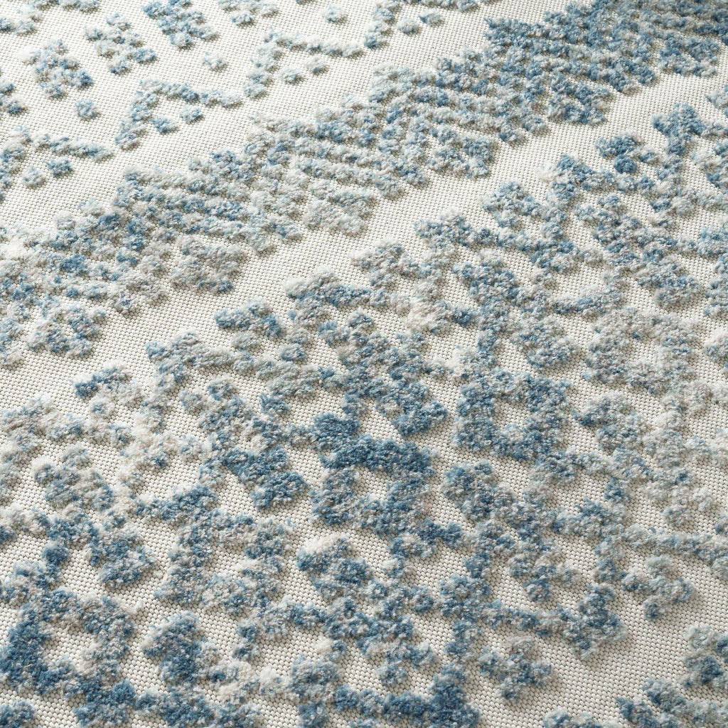 In- & Outdoor Rug Marrakesh High/Low Effect Trellis in Turquoise Cream RugYourHome