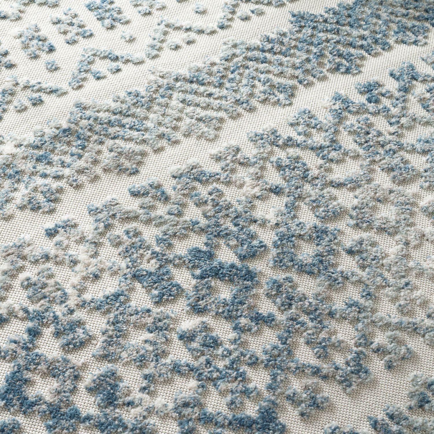 In- & Outdoor Rug Marrakesh High/Low Effect Trellis in Turquoise Cream RugYourHome