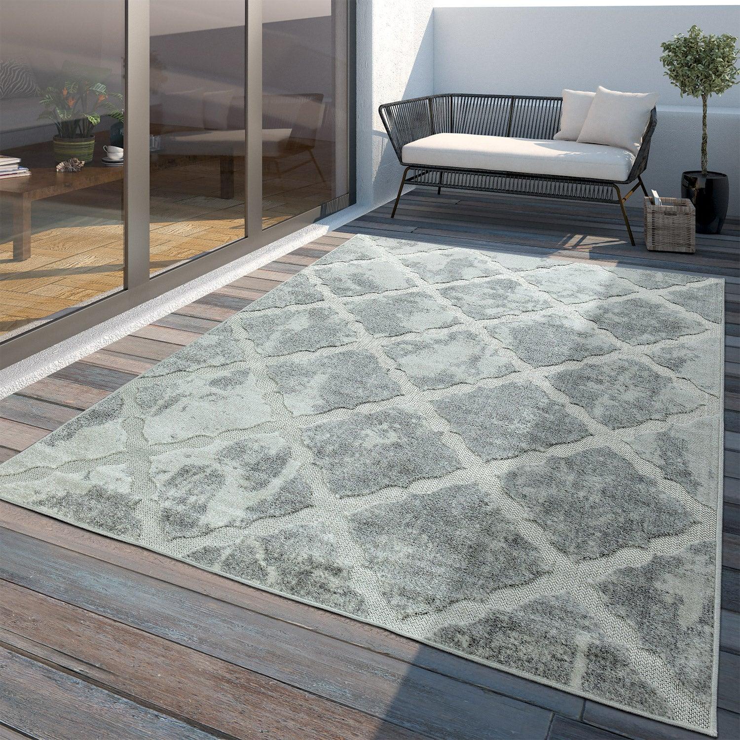 Outdoor Rug Marrakesh Moroccan Diamond Pattern - Light-Grey RugYourHome