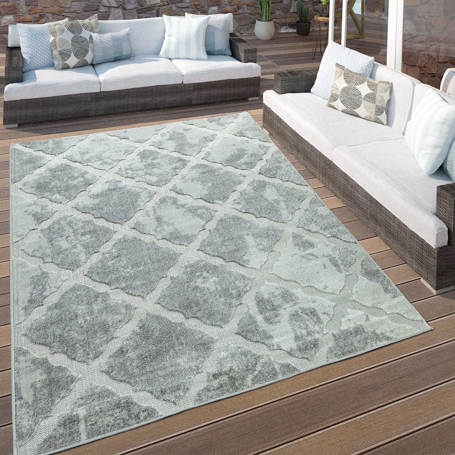 Outdoor Rug Marrakesh Moroccan Diamond Pattern - Light-Grey RugYourHome