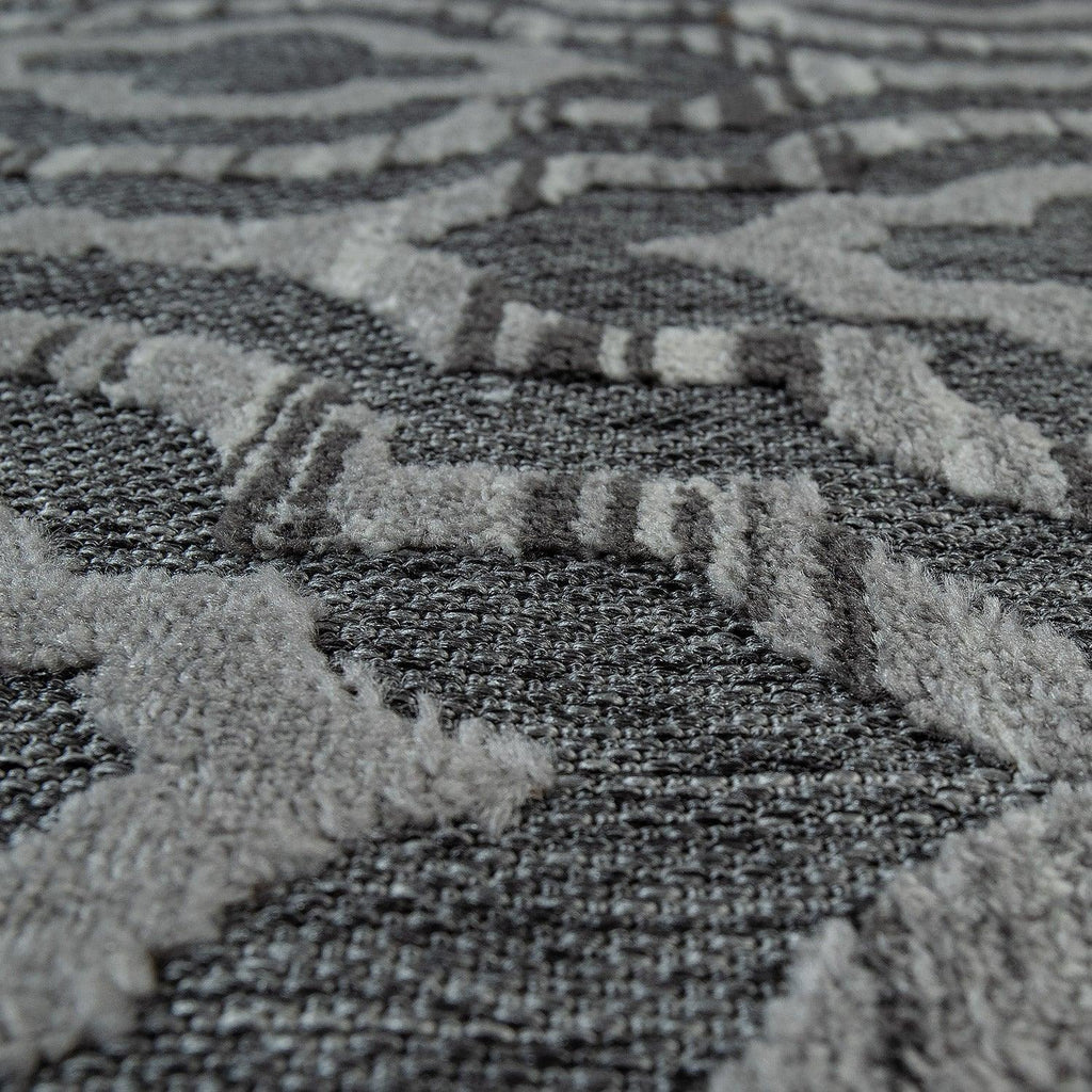 In- & Outdoor Rug Marrakesh Moroccan Ornaments - Dark Grey RugYourHome