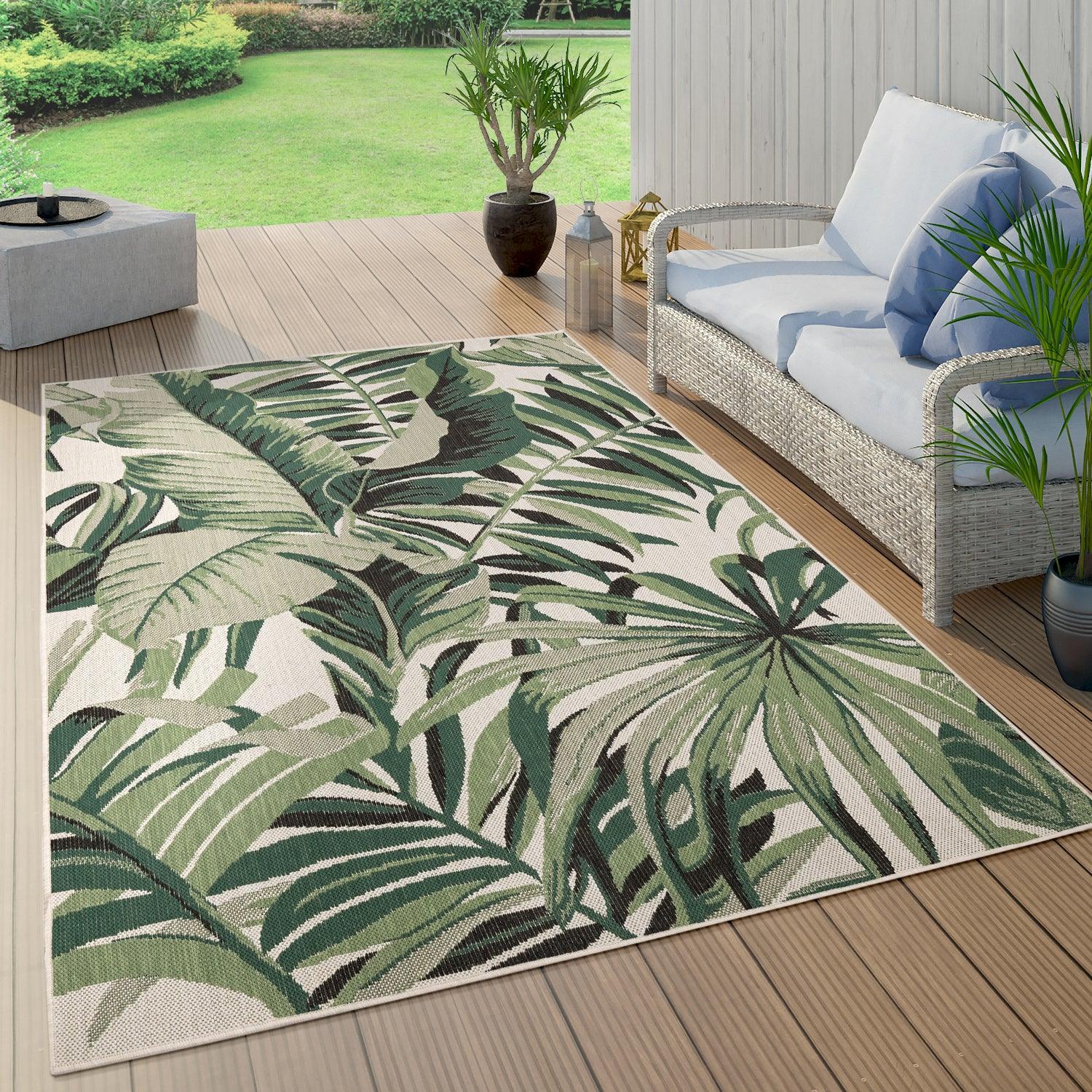 In- & Outdoor Rug Ostende for Patio Jungle Design - Green Beige RugYourHome