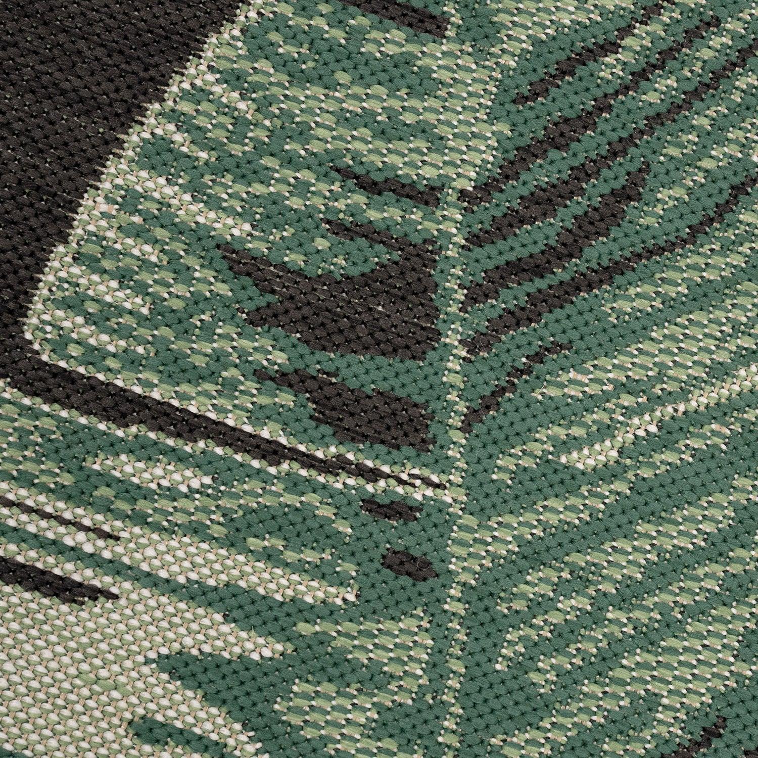 In- & Outdoor Rug Ostende Jungle Leaves - Black Green RugYourHome