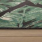 In- & Outdoor Rug Ostende Jungle Leaves - Black Green RugYourHome