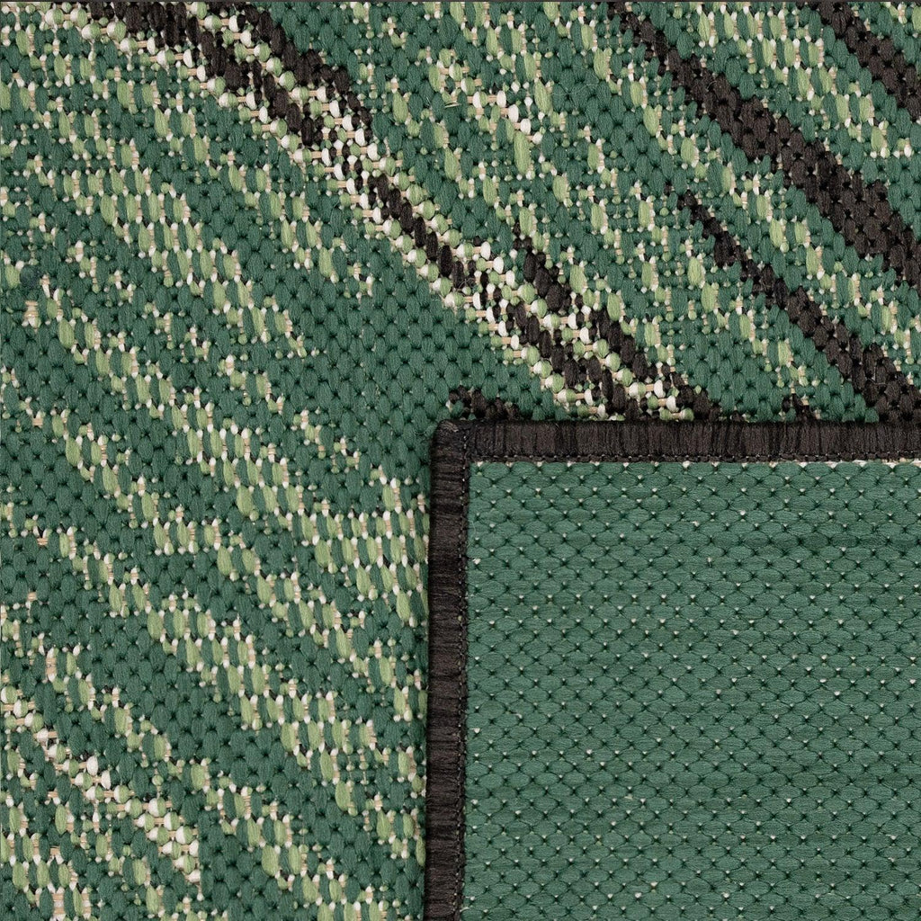 In- & Outdoor Rug Ostende Jungle Leaves - Black Green RugYourHome