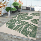 In- & Outdoor Rug Ostende Jungle Leaves - Cream Green, back view - House Of Avana