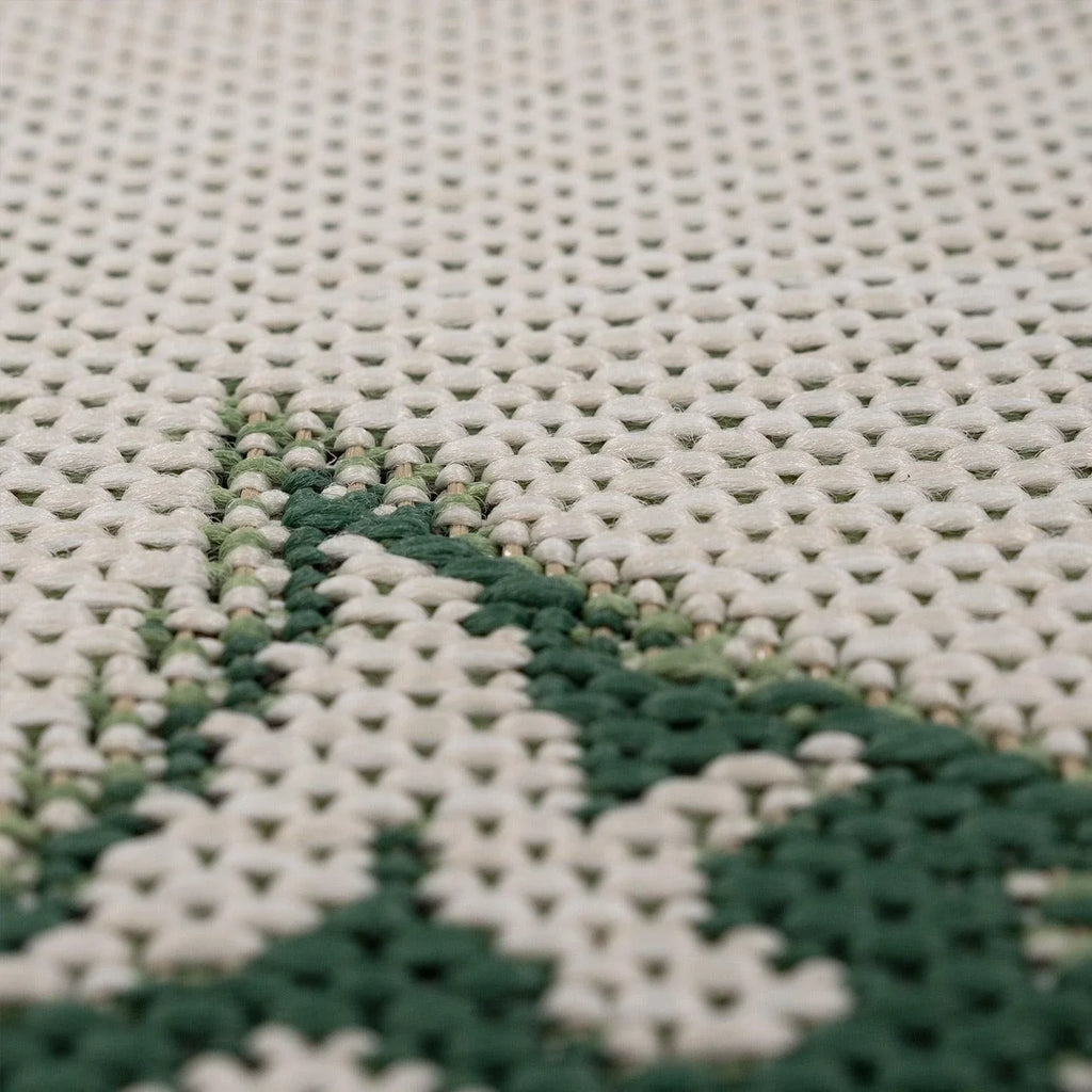 In- & Outdoor Rug Ostende Jungle Leaves - Cream Green, detail shot - House Of Avana