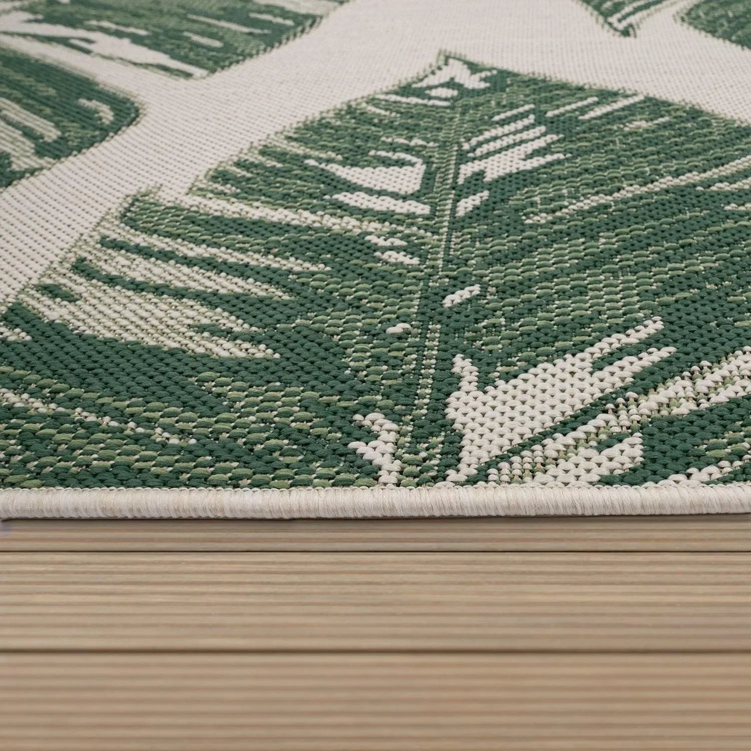 In- & Outdoor Rug Ostende Jungle Leaves - Cream Green, lifestyle image - House Of Avana