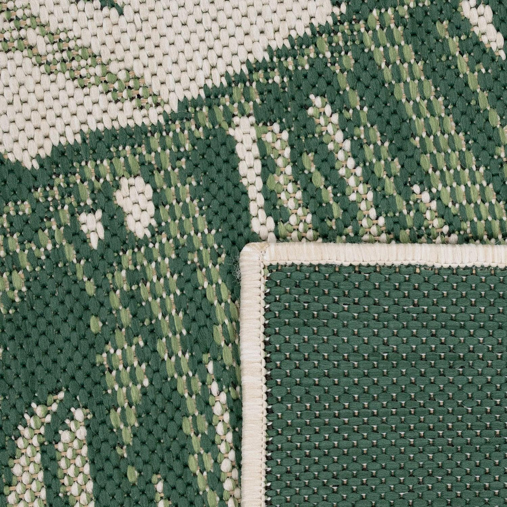 In- & Outdoor Rug Ostende Jungle Leaves - Cream Green, top view - House Of Avana