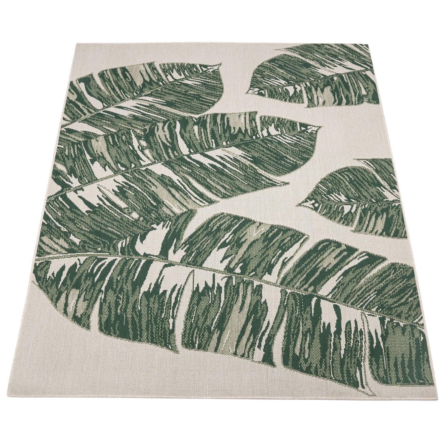 In- & Outdoor Rug Ostende Jungle Leaves - Cream Green, angled view - House Of Avana