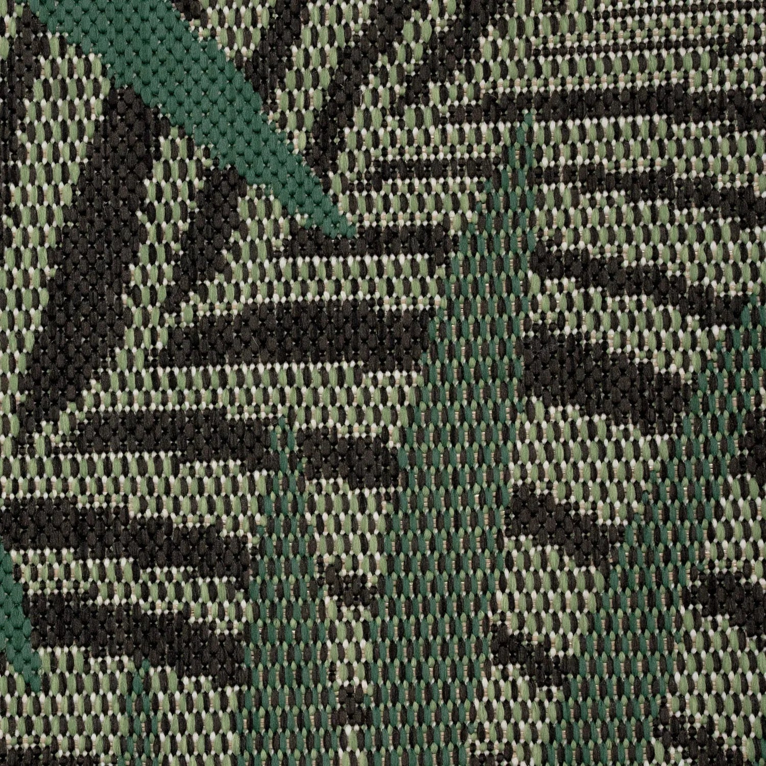 Outdoor Rug Ostende Tropical Palm Leaves - Black Green RugYourHome