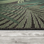 Outdoor Rug Ostende Tropical Palm Leaves - Black Green RugYourHome