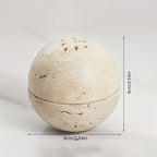 , Natural Travertine Incense Burner, Round Handmade Sphere Incense Burner with Hexagon Wood Holder for... - House Of Avana [[SKU:HOA-FRG-001]]