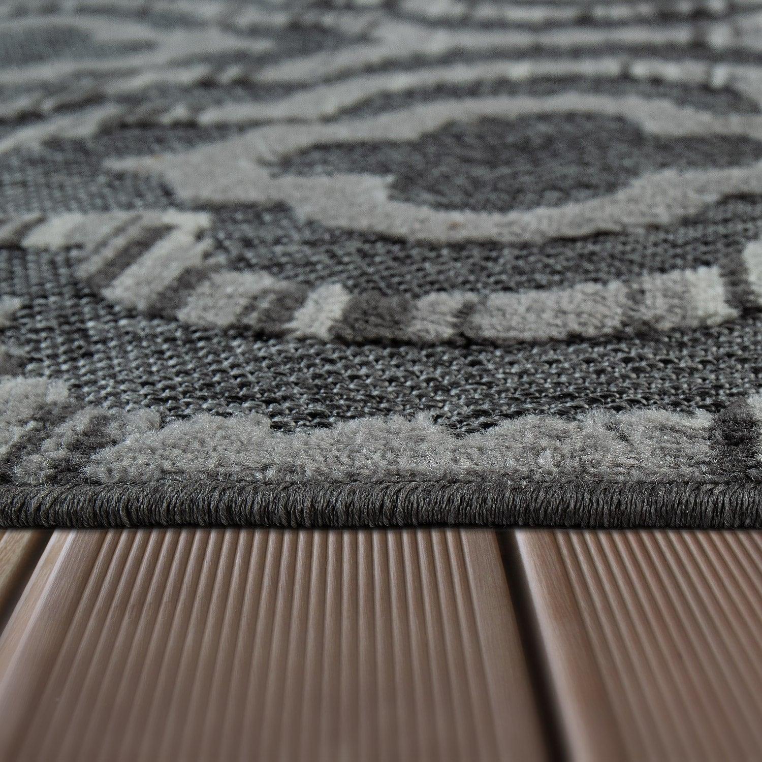 In- & Outdoor Rug Marrakesh Moroccan Ornaments - Dark Grey RugYourHome