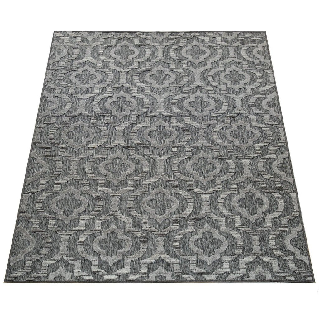 In- & Outdoor Rug Marrakesh Moroccan Ornaments - Dark Grey RugYourHome