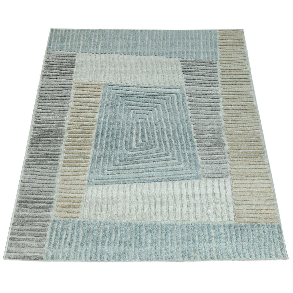 In- & Outdoor Rug Marrakesh Carved Design - Brown Blue RugYourHome