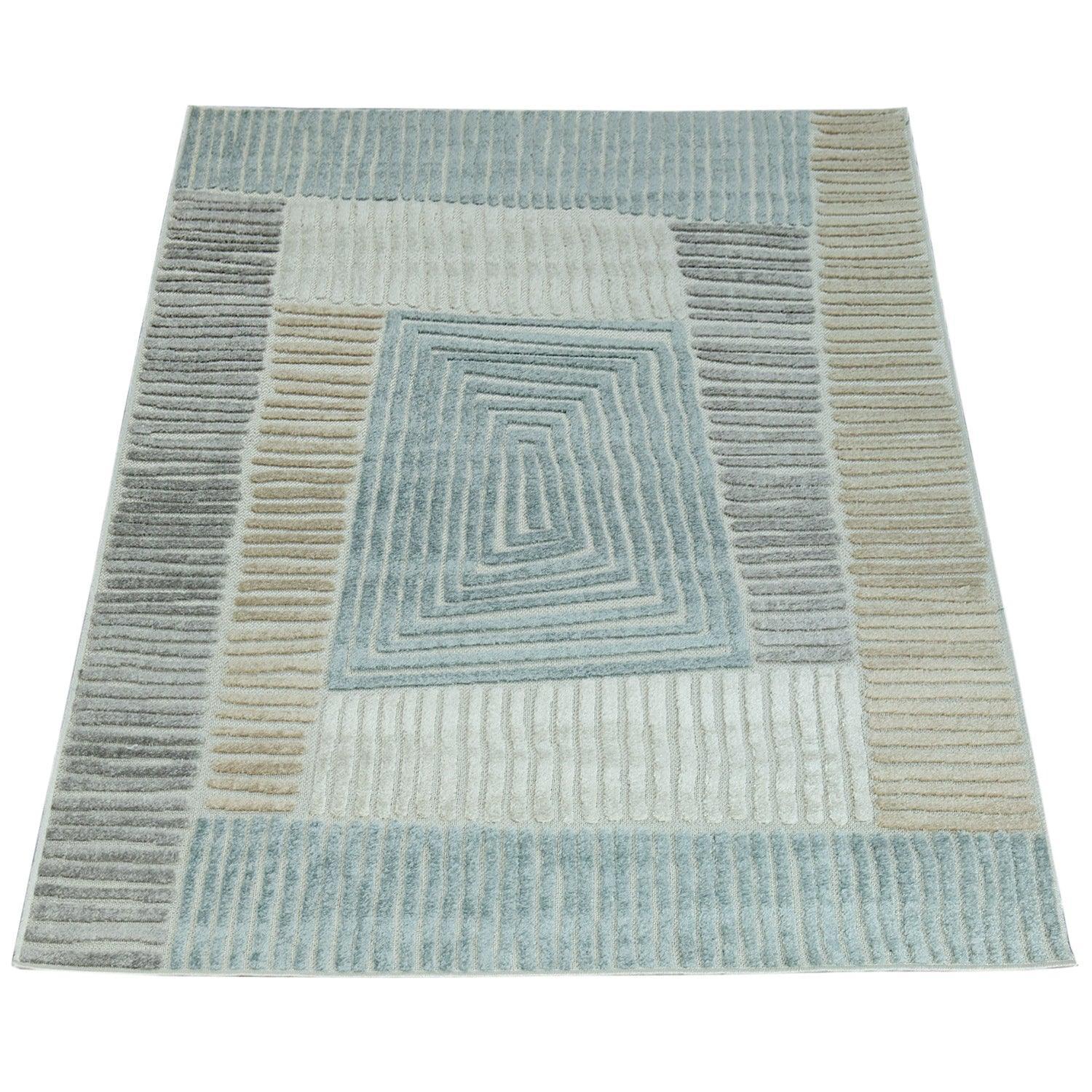In- & Outdoor Rug Marrakesh Carved Design - Brown Blue RugYourHome
