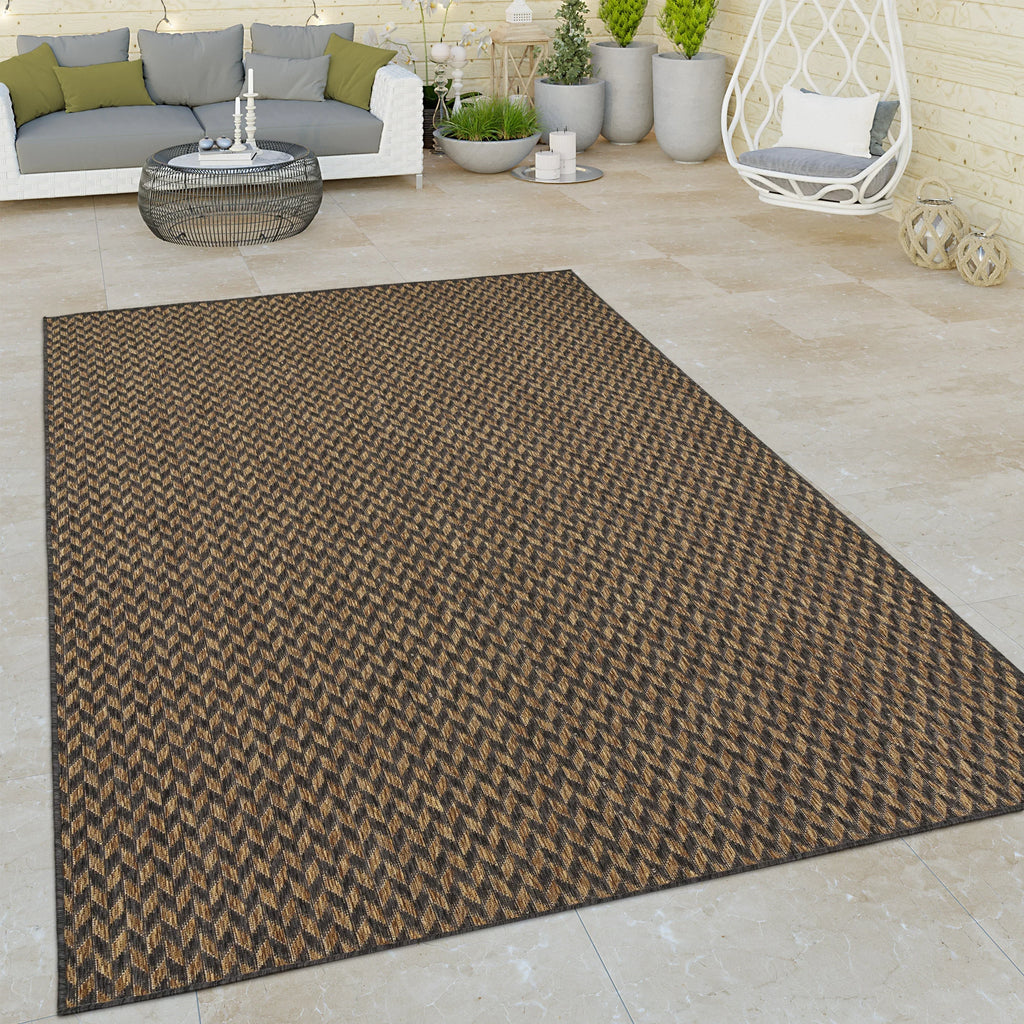 Indoor & Outdoor Rug Captera Herringbone Design in Brown RugYourHome