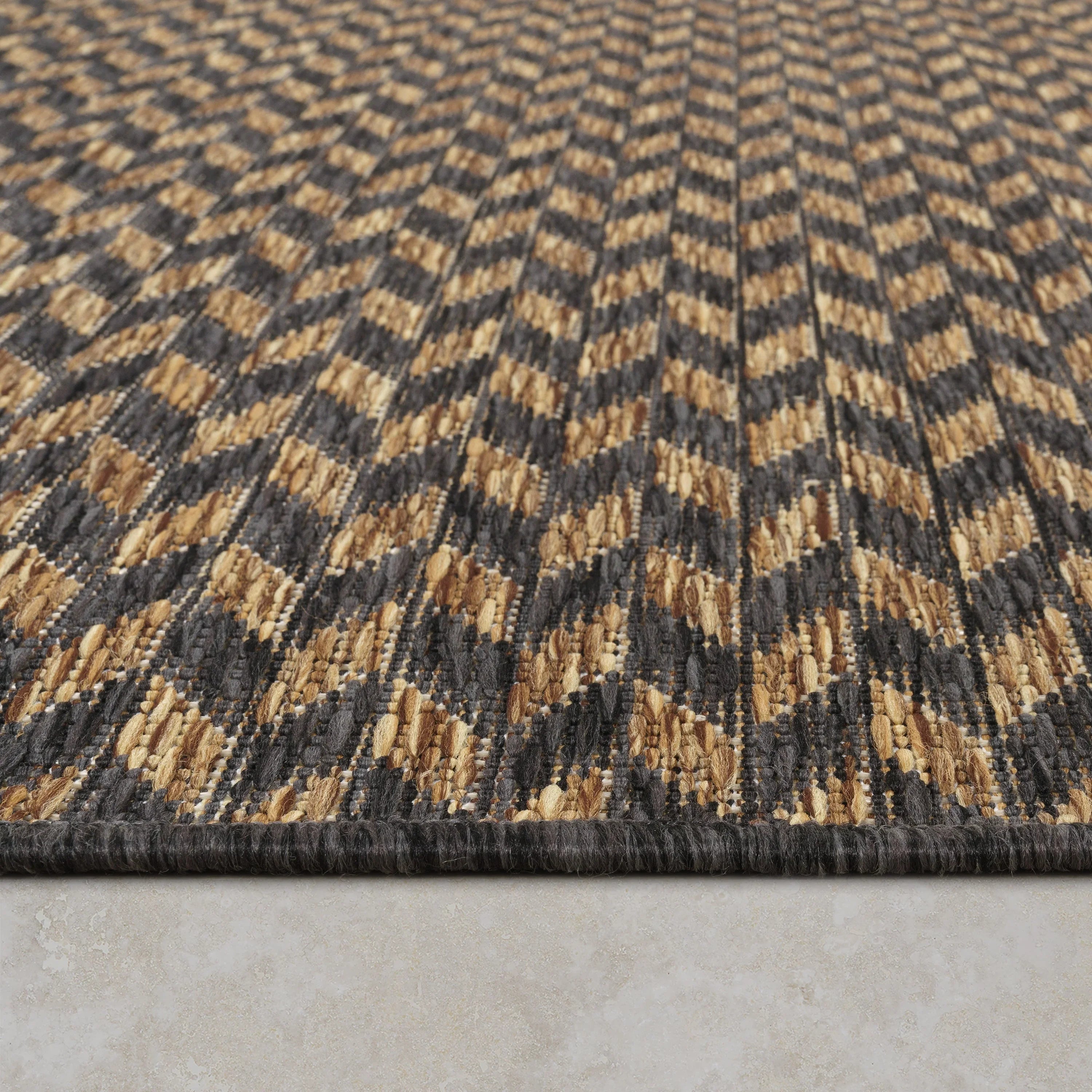 Indoor & Outdoor Rug Captera Herringbone Design in Brown RugYourHome