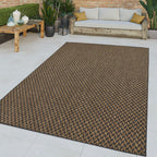Indoor & Outdoor Rug Captera Herringbone Design in Brown RugYourHome