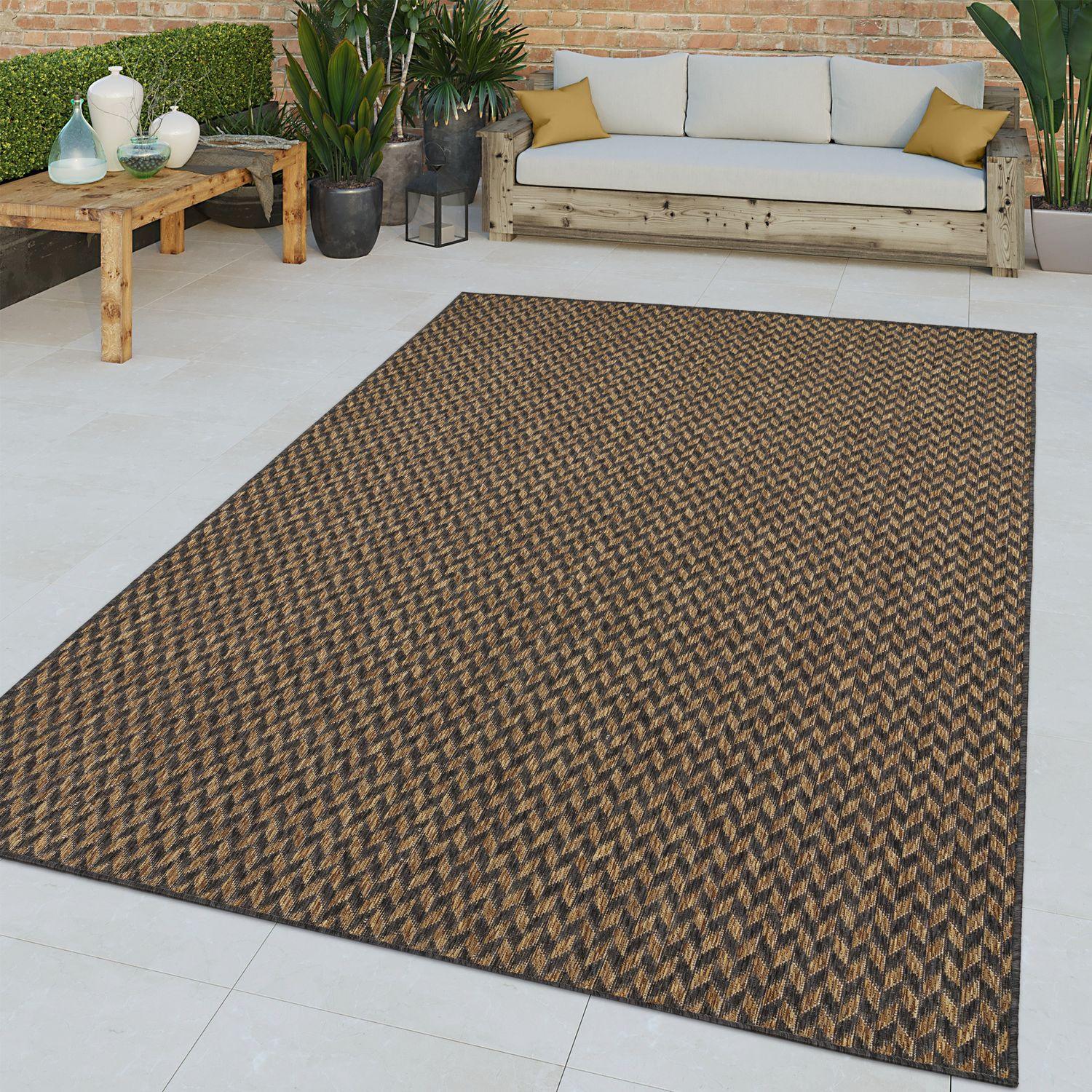 Indoor & Outdoor Rug Captera Herringbone Design in Brown RugYourHome