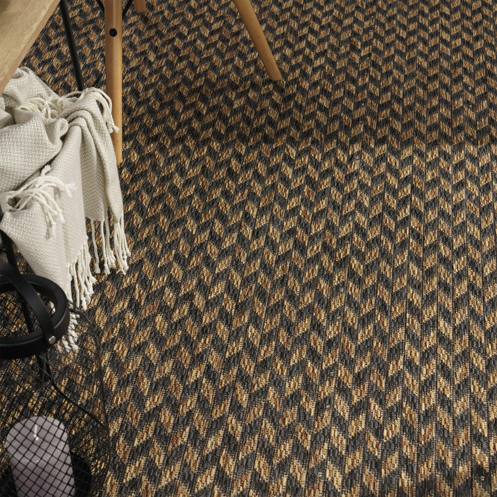 Indoor & Outdoor Rug Captera Herringbone Design in Brown RugYourHome