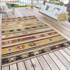 Indoor & Outdoor Rug Ethnic Cream Red Yellow RugYourHome