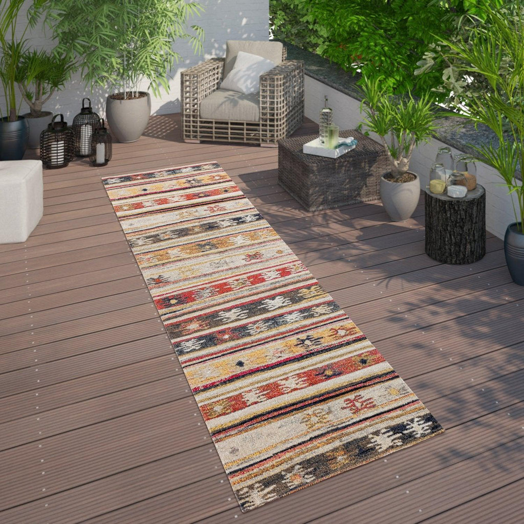 Indoor & Outdoor Rug Ethnic Cream Red Yellow RugYourHome