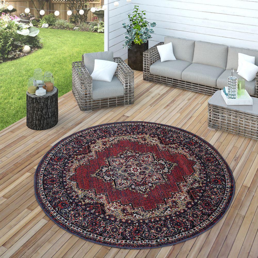 Indoor & Outdoor Rug Oriental Look Bordeaux Red RugYourHome