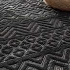 Indoor Outdoor Rug Livorno Boho High-low Pattern in Anthracite, top view - House Of Avana