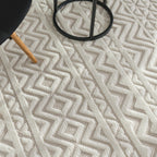 Indoor Outdoor Rug Livorno Boho High-Low Pattern In Cream RugYourHome
