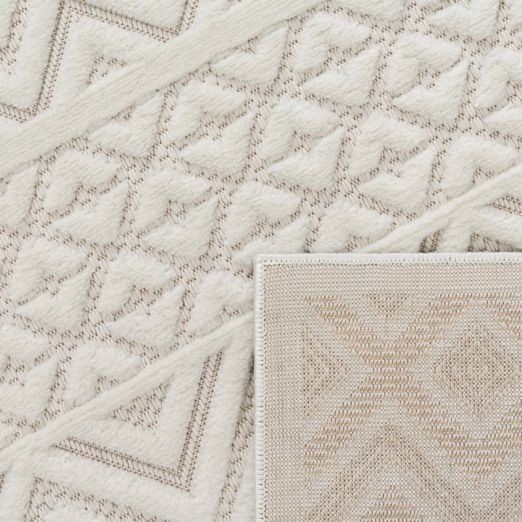 Indoor Outdoor Rug Livorno Boho High-Low Pattern In Cream RugYourHome