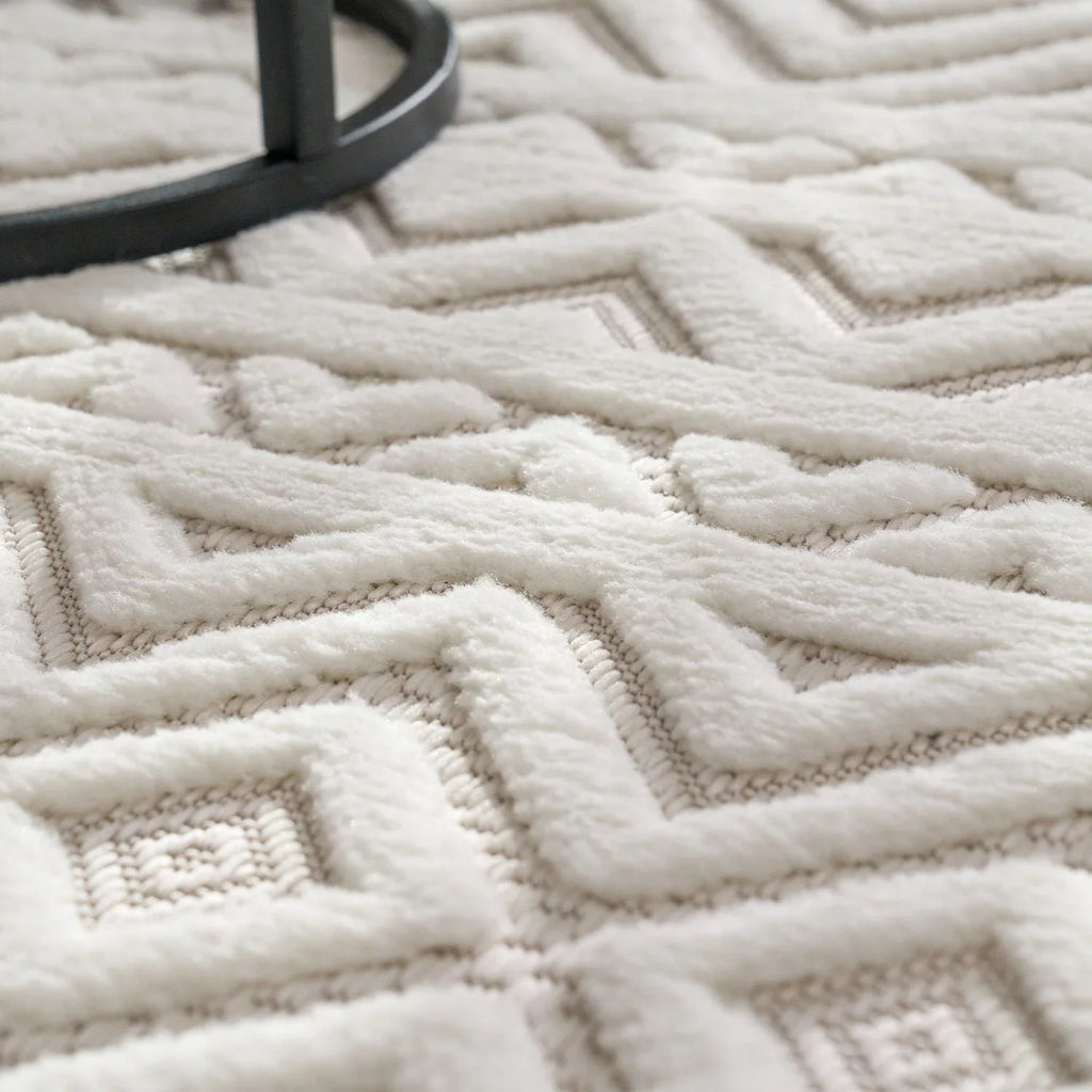 Indoor Outdoor Rug Livorno Boho High-Low Pattern In Cream RugYourHome