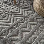 Indoor Outdoor Rug Livorno Boho High-Low Pattern In Grey RugYourHome