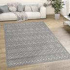 Indoor Outdoor Rug Livorno Boho High-Low Pattern In Grey RugYourHome