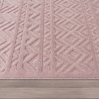 Indoor Outdoor Rug Livorno Boho High-Low Pattern In Pink RugYourHome