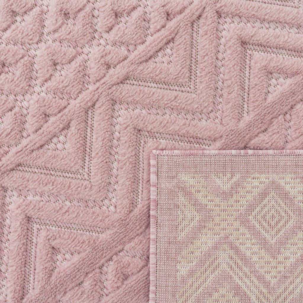 Indoor Outdoor Rug Livorno Boho High-Low Pattern In Pink RugYourHome