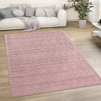 Indoor Outdoor Rug Livorno Boho High-Low Pattern In Pink RugYourHome