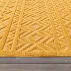 Indoor Outdoor Rug Livorno Boho High-Low Pattern In Yellow RugYourHome
