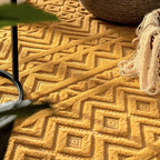 Indoor Outdoor Rug Livorno Boho High-Low Pattern In Yellow RugYourHome