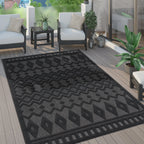 Indoor Outdoor Rug Livorno Geometric Trellis Pattern In Anthracite RugYourHome