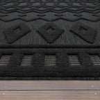 Indoor Outdoor Rug Livorno Geometric Trellis Pattern In Anthracite RugYourHome