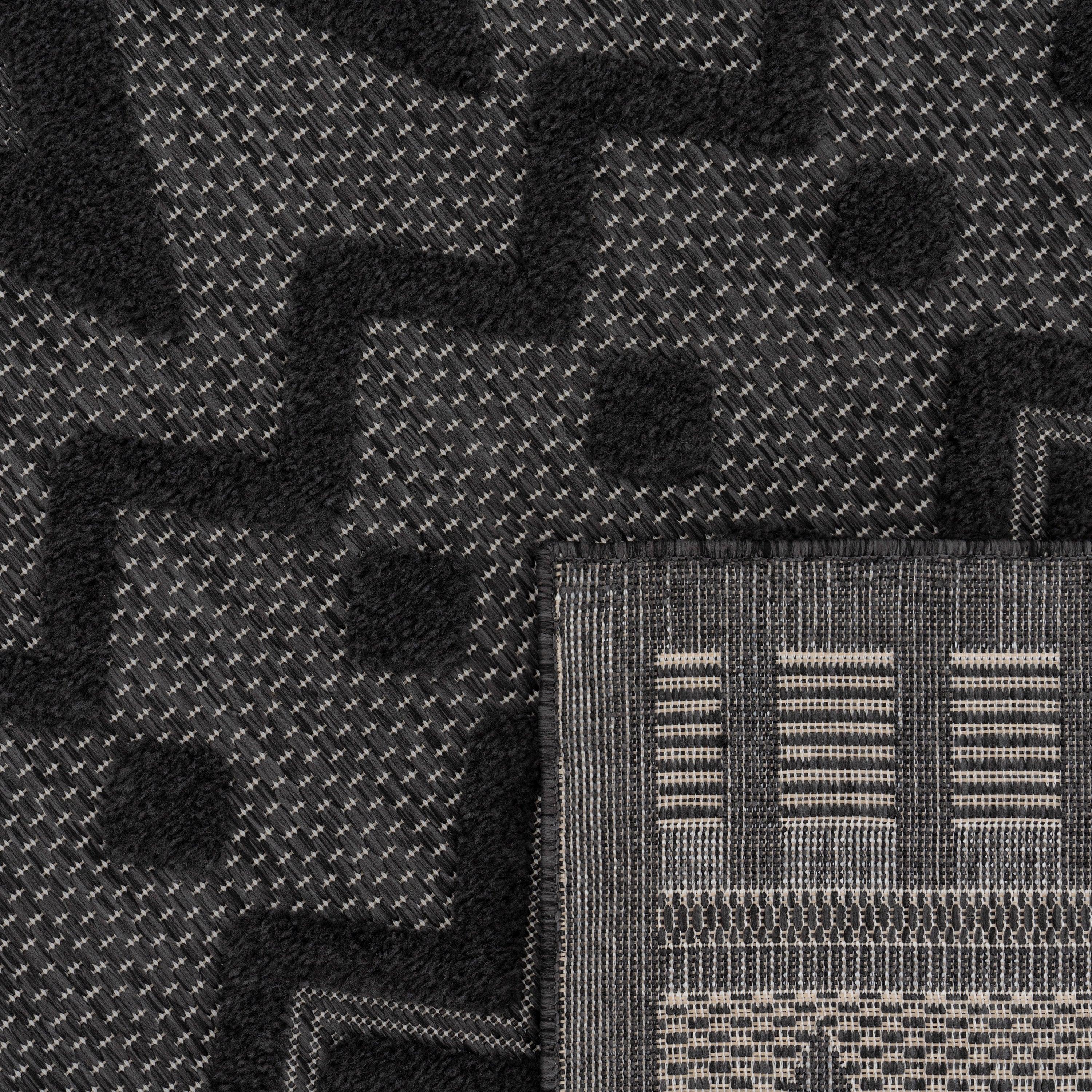 Indoor Outdoor Rug Livorno Geometric Trellis Pattern In Anthracite RugYourHome