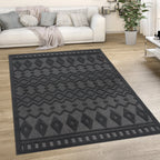 Indoor Outdoor Rug Livorno Geometric Trellis Pattern In Anthracite RugYourHome