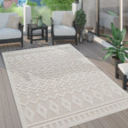 Indoor Outdoor Rug Livorno Geometric Trellis Pattern In Cream RugYourHome