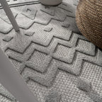 Indoor Outdoor Rug Livorno Geometric Trellis Pattern in Grey, back view - House Of Avana